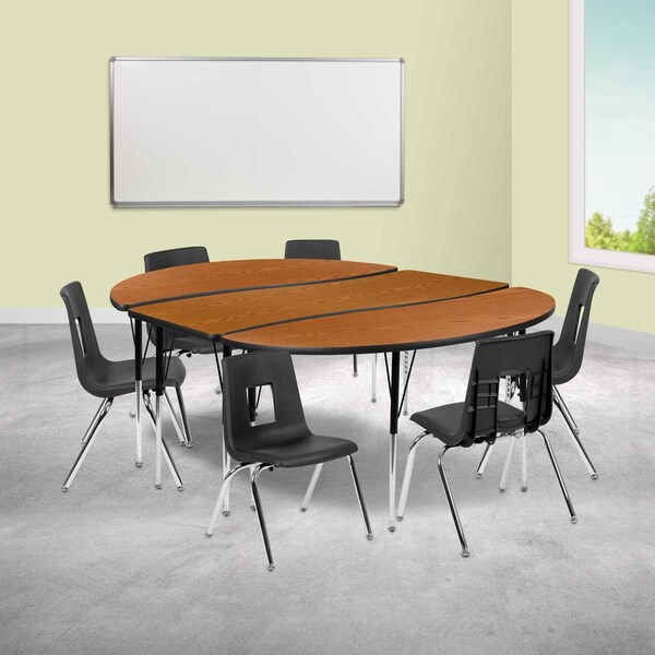Flash Furniture 60 W, 86 L, 30.25 H, Chrome, Laminate, Particleboard, Plastic, Steel XU-GRP-16CH-A3060CON-60-OAK-T-A-GG - main